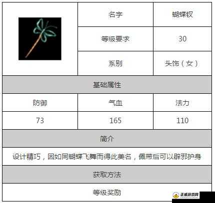 问道手游蝴蝶钗属性及获取